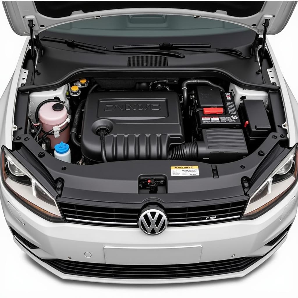 VW Engine Bay Showing E-Code Location and Other Key Components