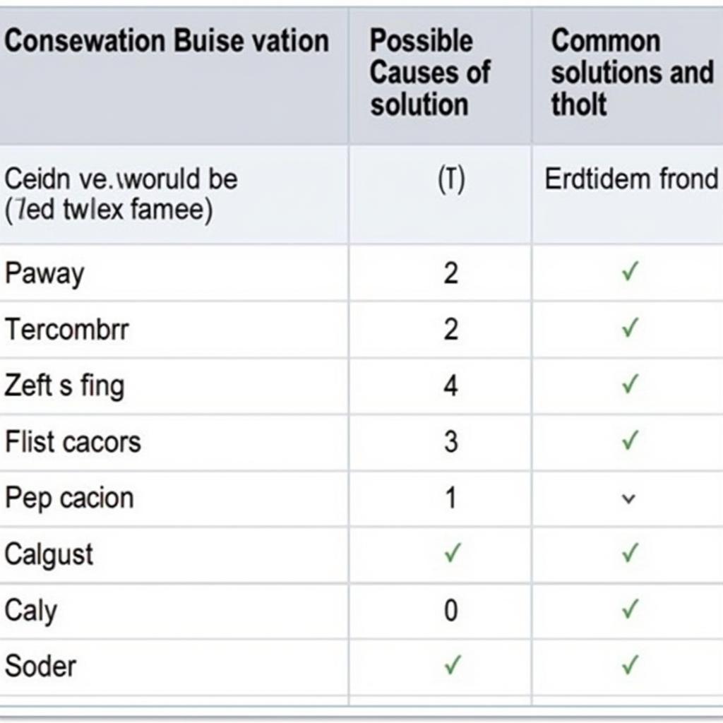 VW Fault Code Chart