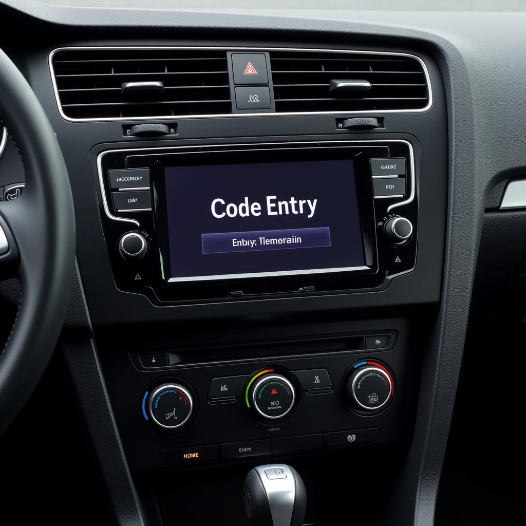 VW Golf 5 Radio Display Showing Code Entry