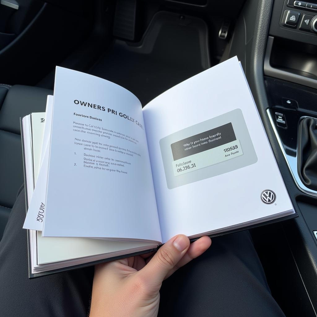 VW Golf Owner's Manual with Security Code Sticker