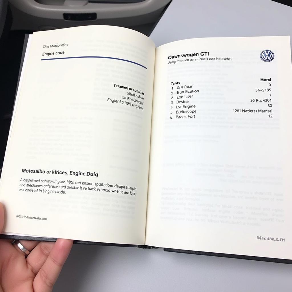 VW GTI Engine Code Location in Owner's Manual