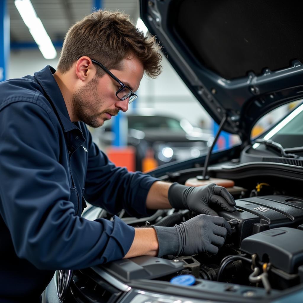 VW Mechanic Performing Repair Based on Diagnostic Results