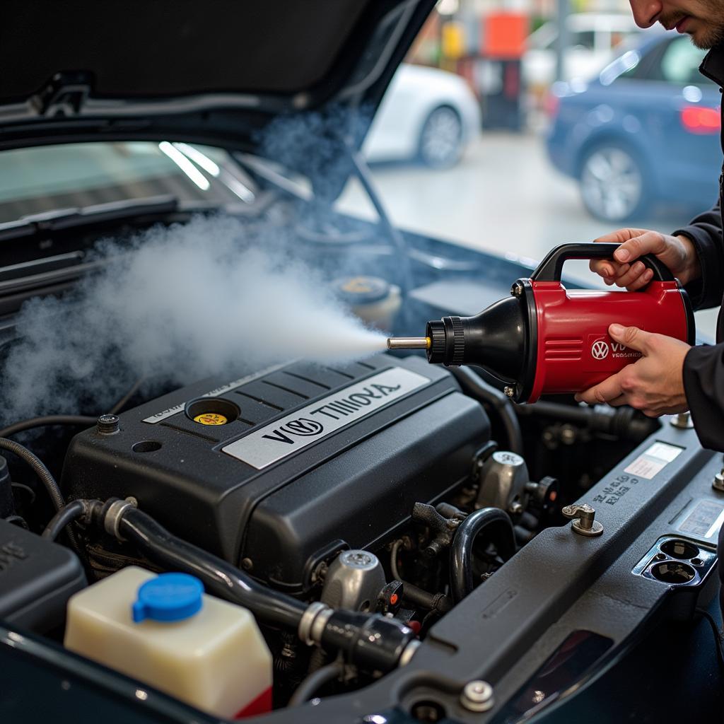 Checking for Vacuum Leaks on a VW Engine with P1176 Code