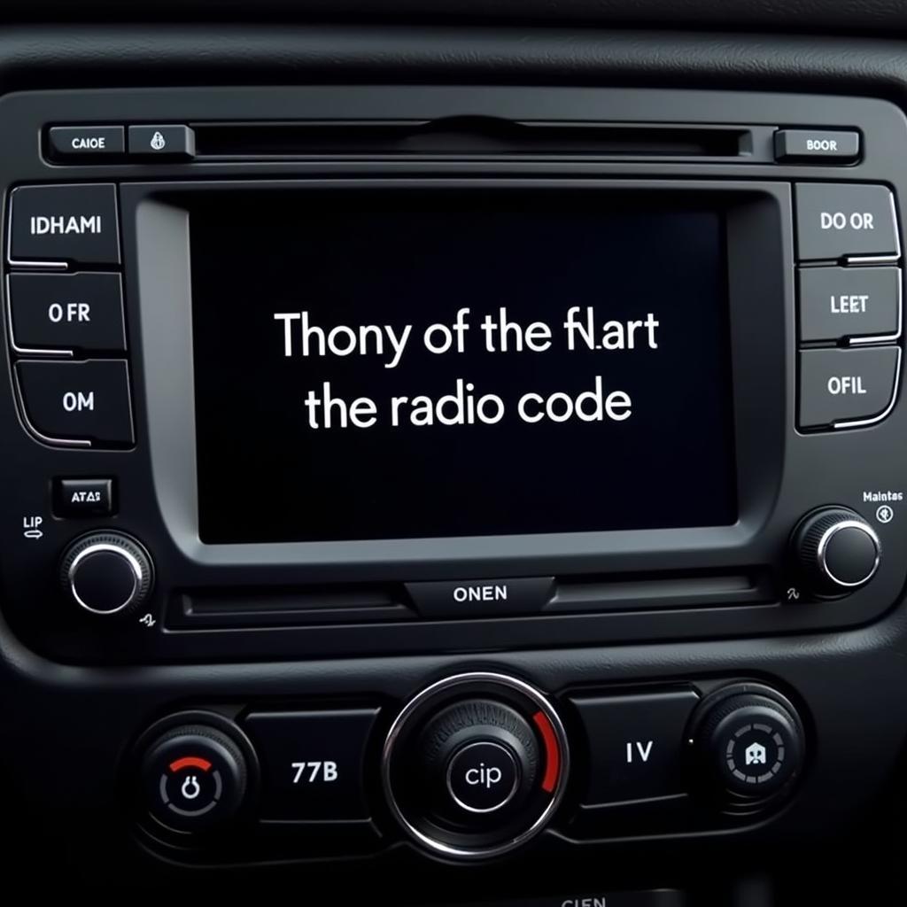 VW Radio Code Entry Screen