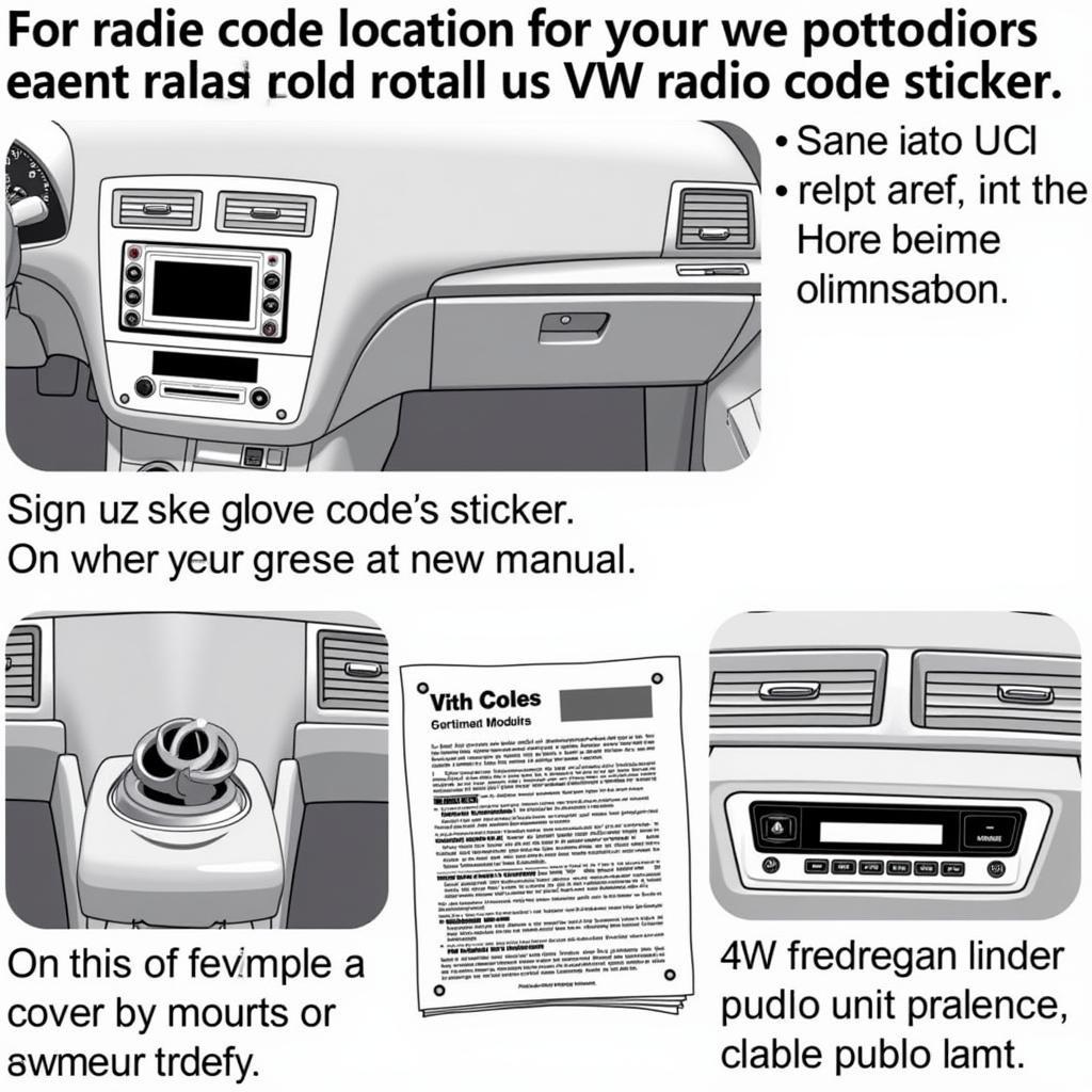 VW Radio Code Sticker Location Example