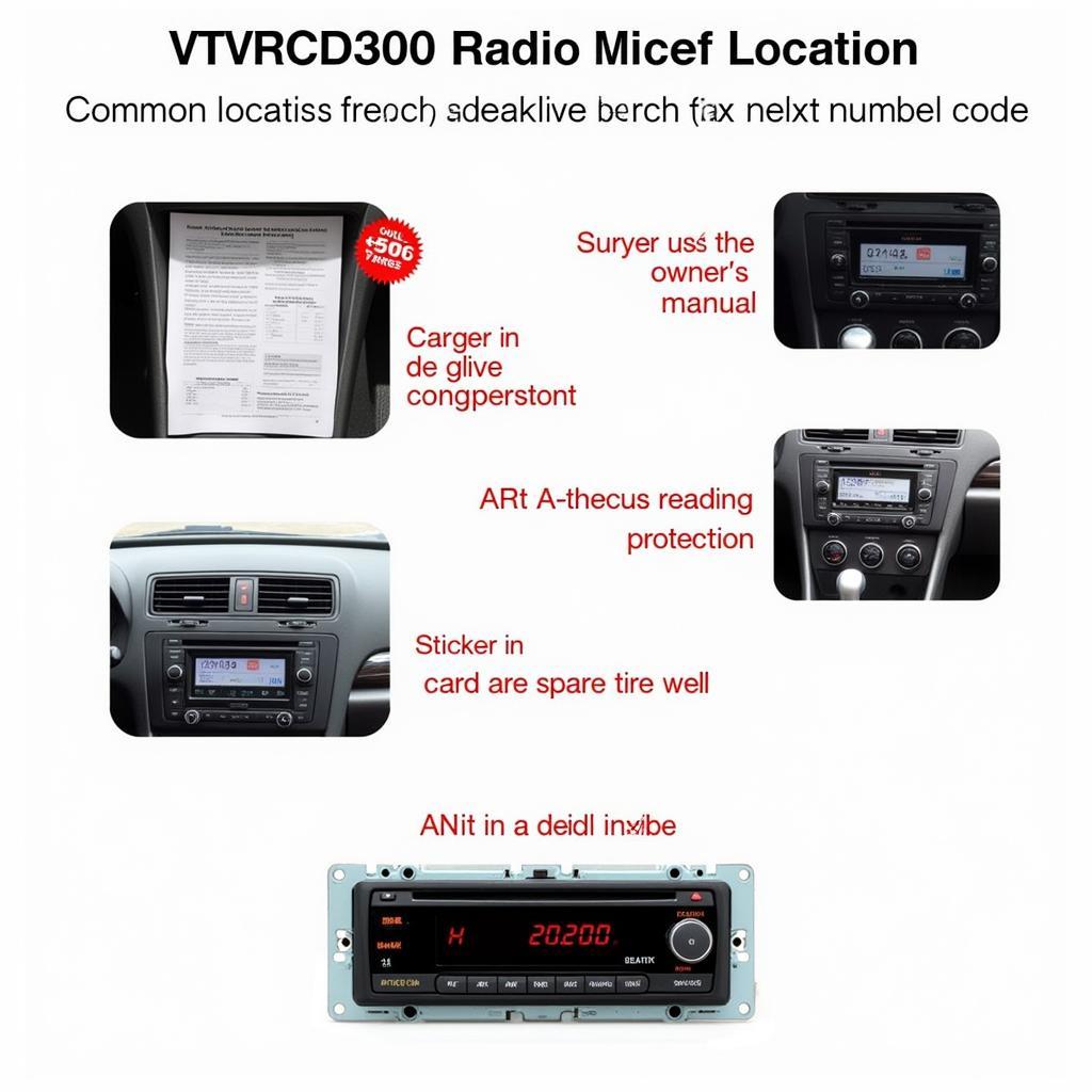 VW RCD300 Radio Code Location Examples