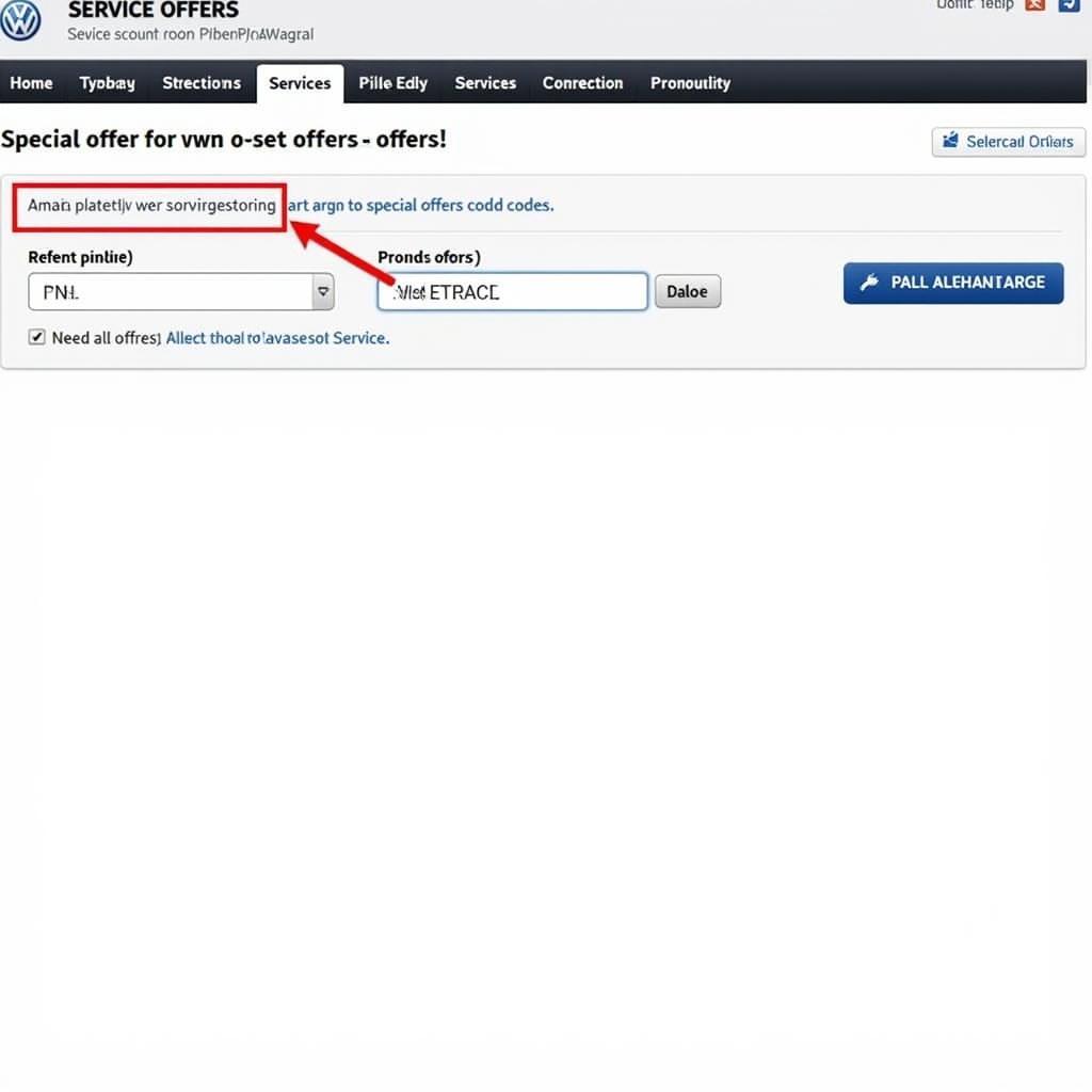 VW Service Offers Website