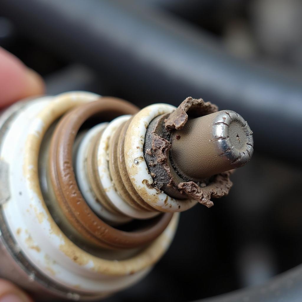 Worn spark plug causing P0304 code in a 2002 Audi A6