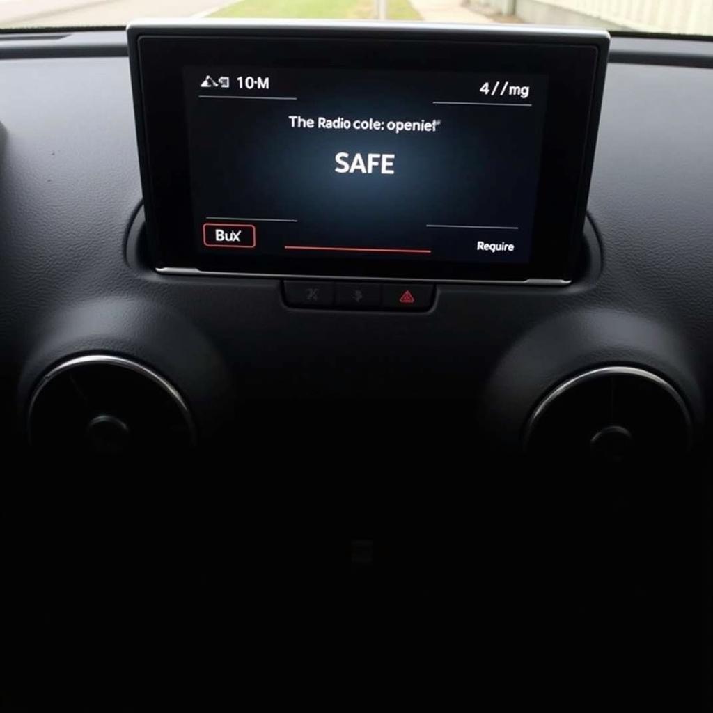 Audi A3 radio display showing "SAFE" mode