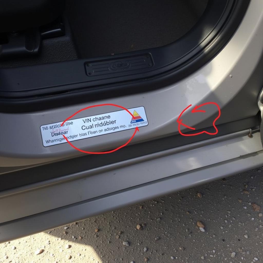 Audi A4 Chassis Code on Driver's Side Door Jamb