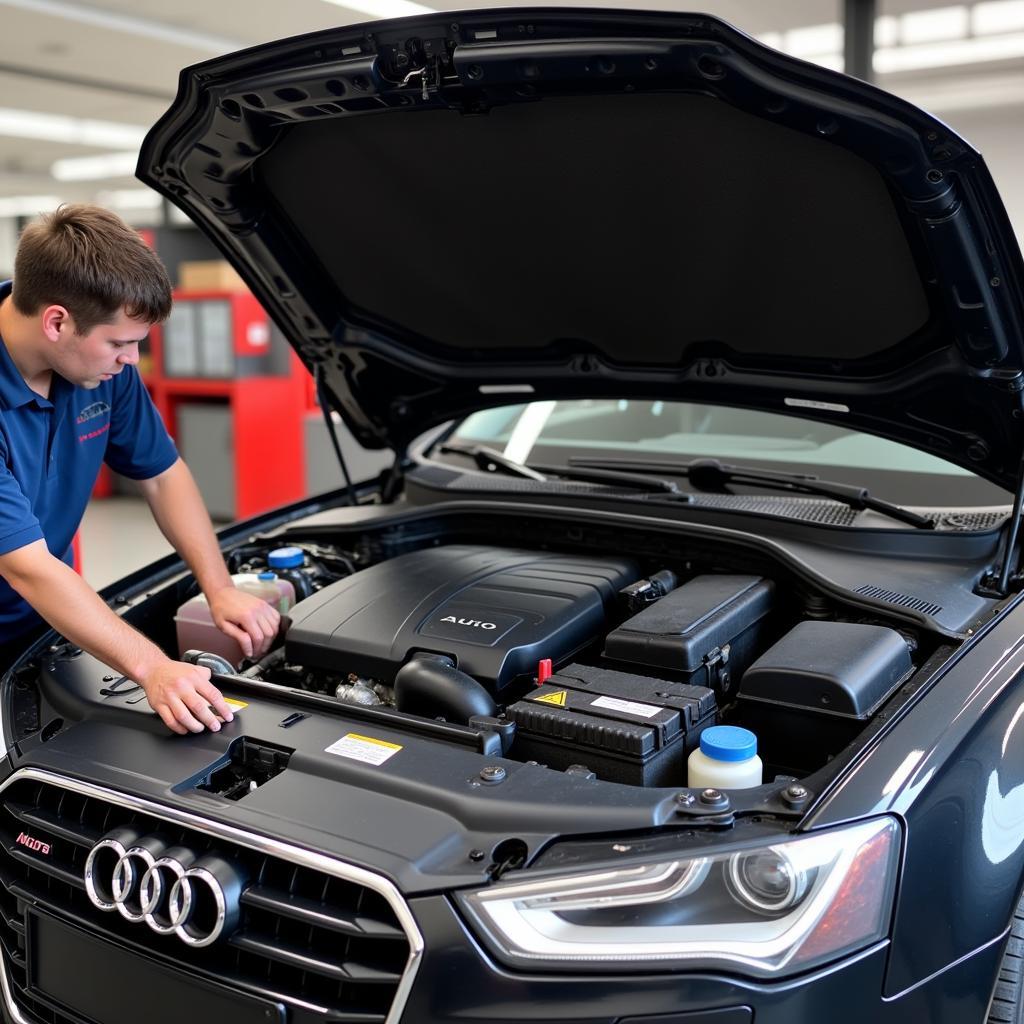 Inspecting the Engine Compartment of an Audi A4