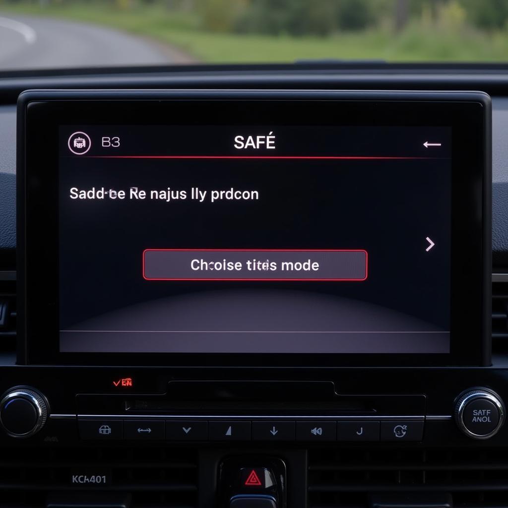 Audi A4 radio display showing "SAFE" mode