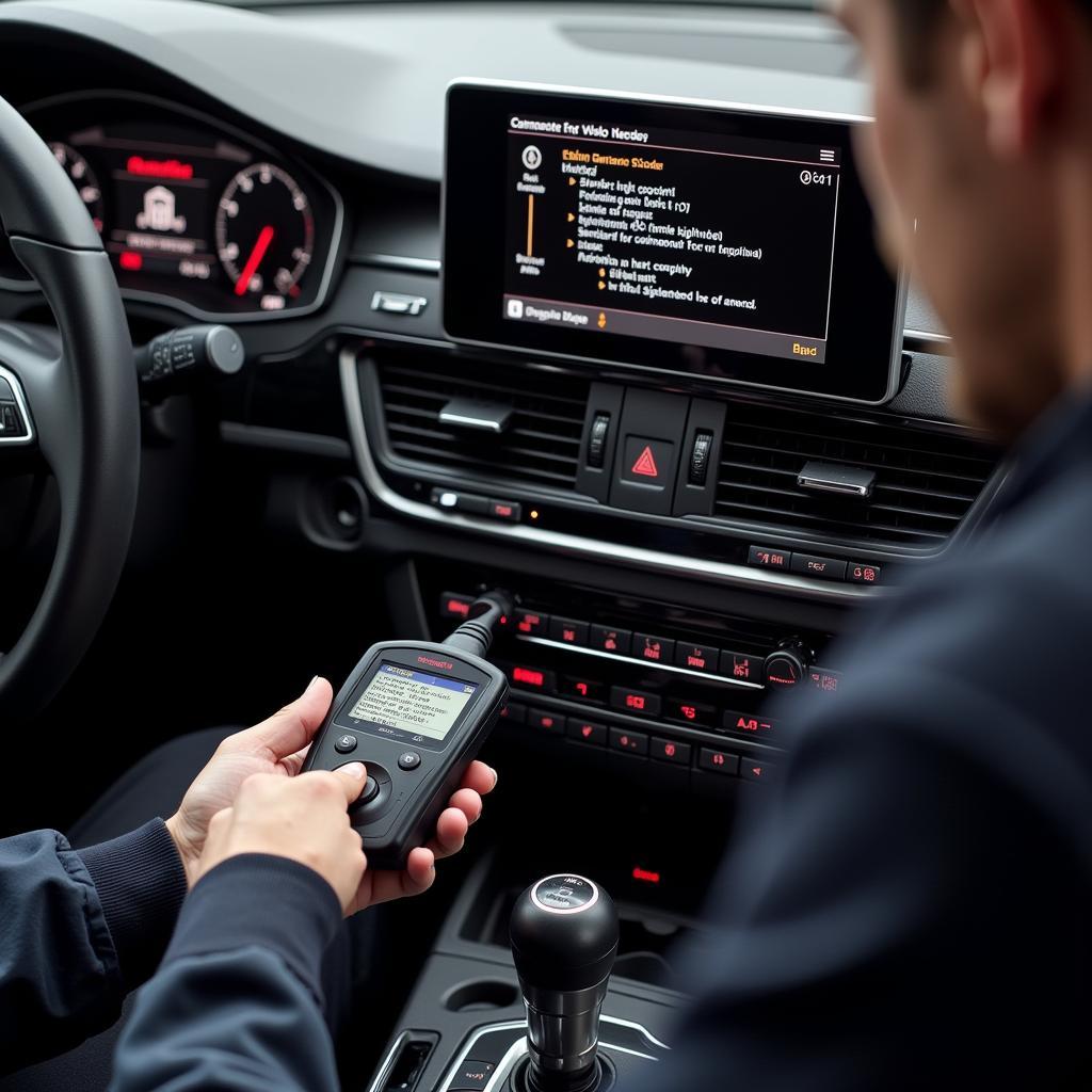 Audi HVAC Code Reader Diagnostic Tool in Use