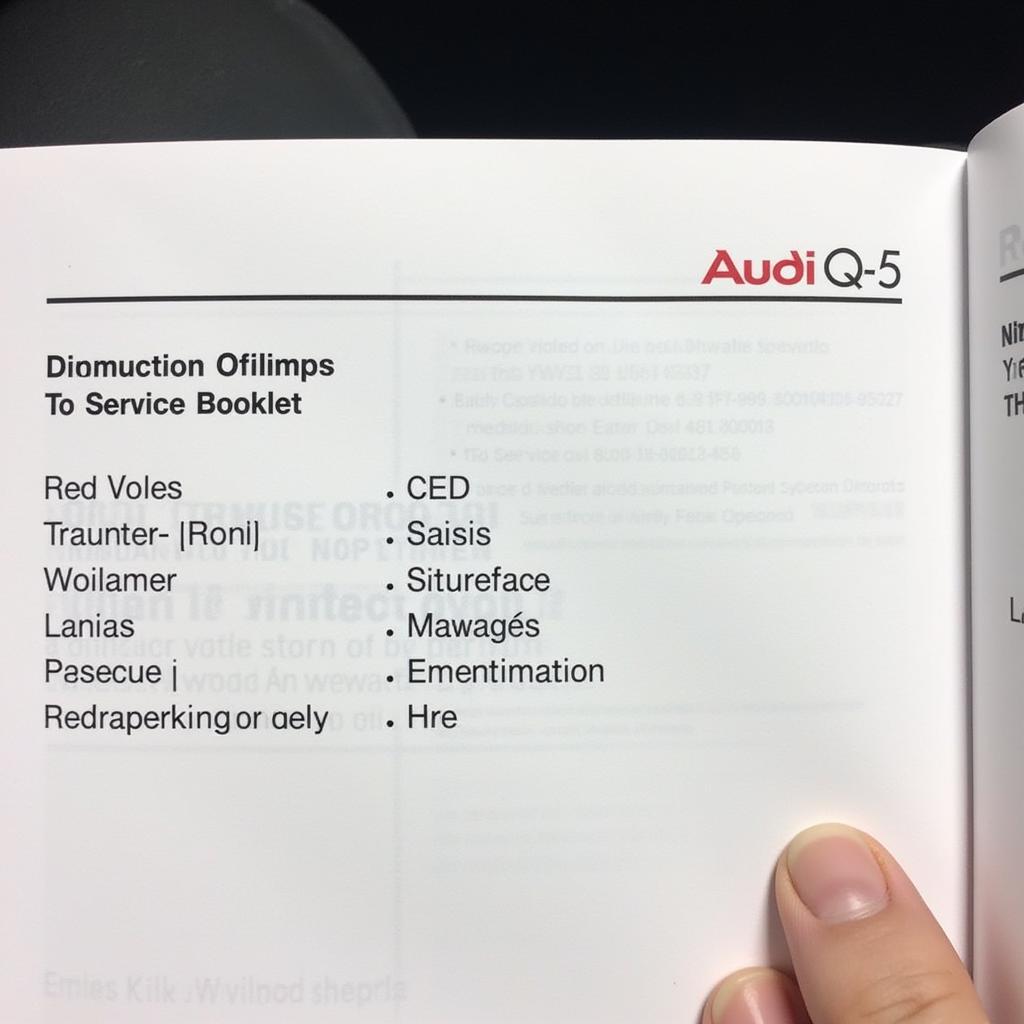 Audi Q5 Service Booklet with OPT Code