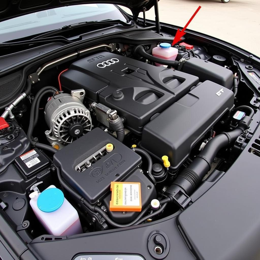 Audi TT engine bay highlighting key electrical components