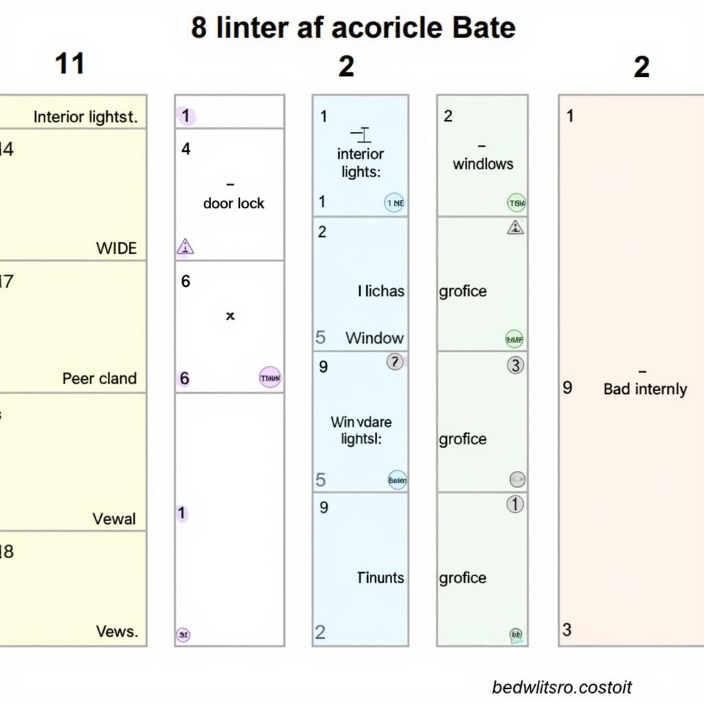 Diagram illustrating the bit representation within the central electric byte 1, showing the correspondence between each bit and a specific car function.