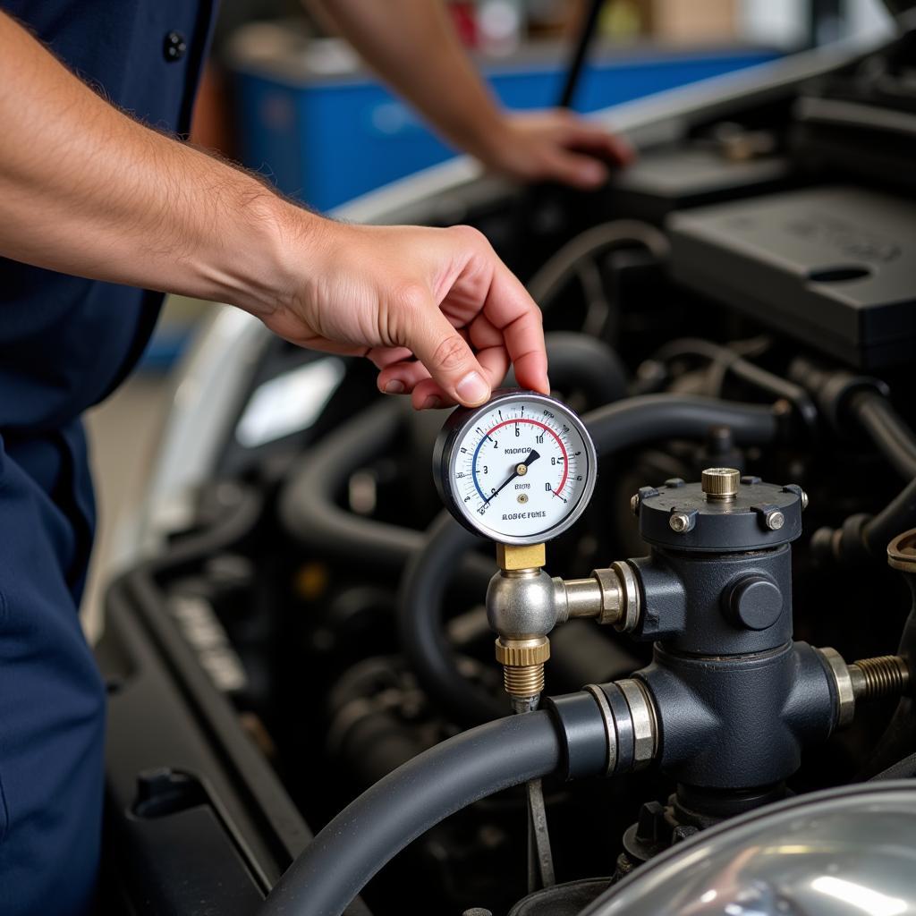 Mechanic Checking Fuel Pressure