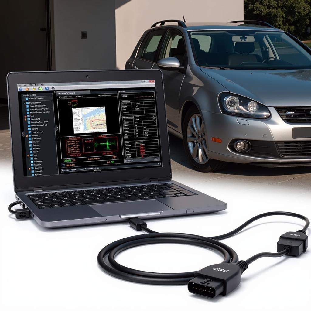 Golf 5 VCDS Diagnostic Cable in Action