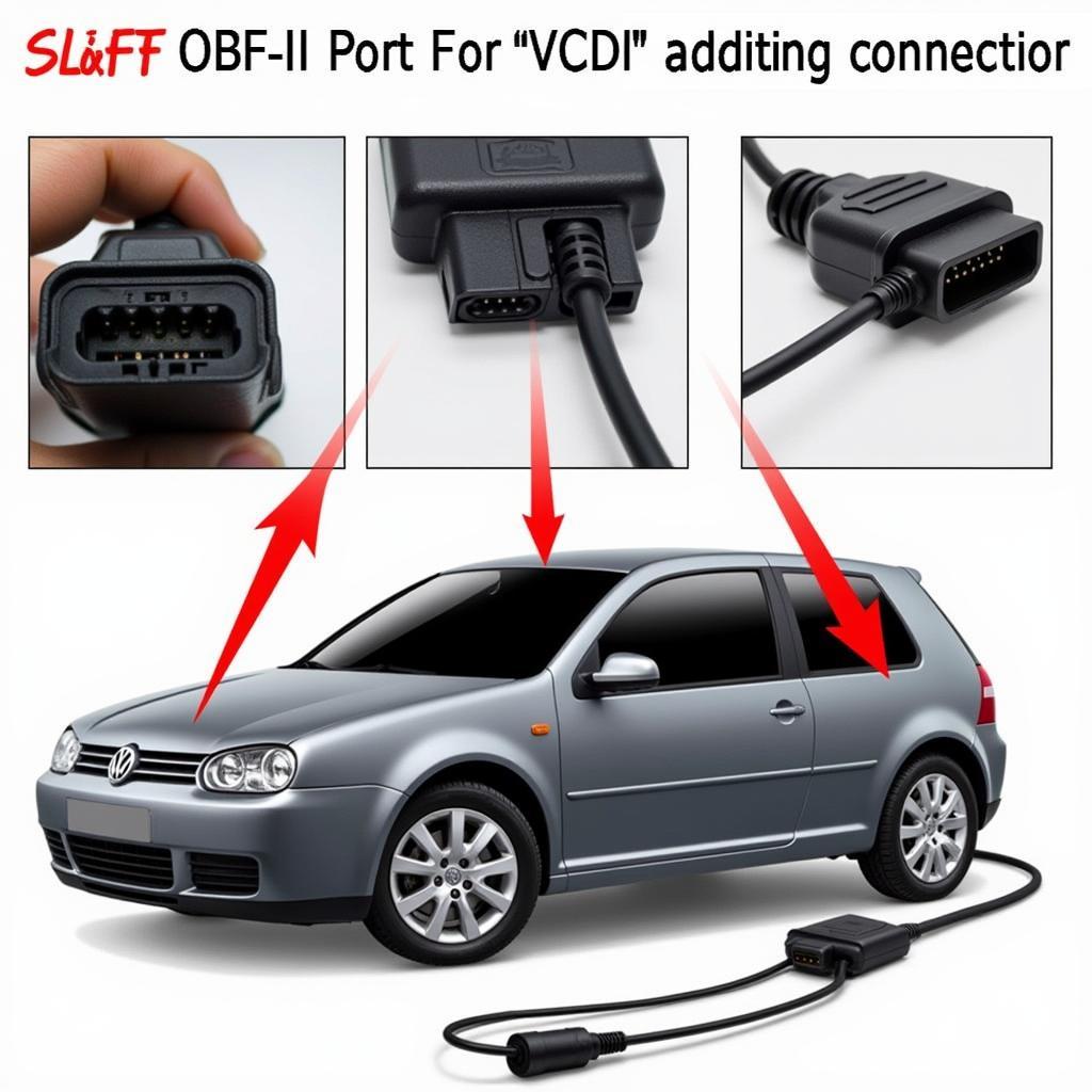 Golf Mk6 VCDS Cable Connected to OBD-II Port