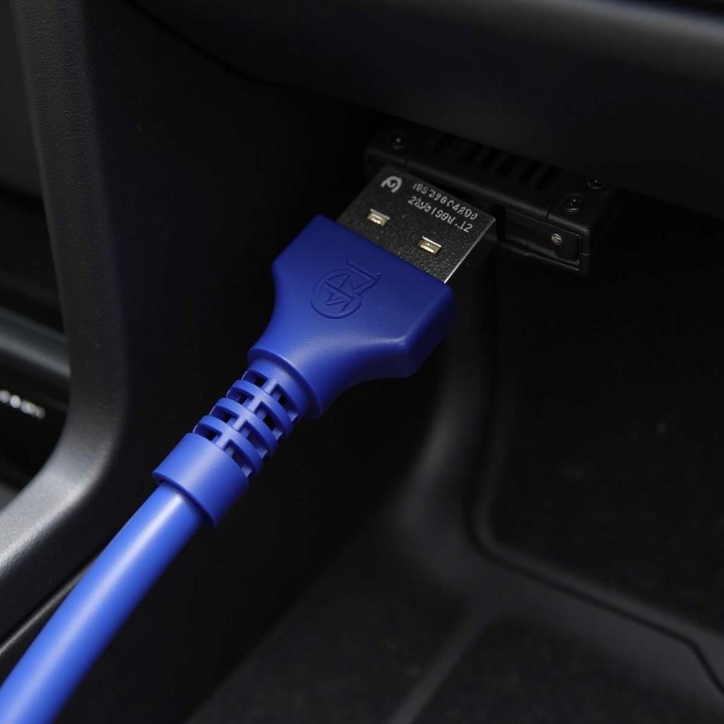 HEX-V2 VCDS Cable Connected to a Car's OBD-II Port