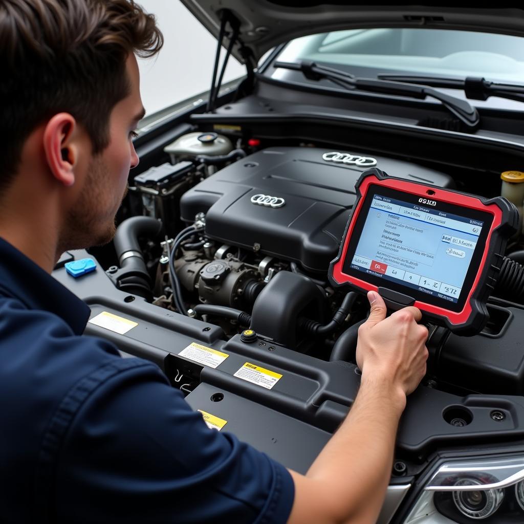 Mechanic Diagnosing 2006 Audi A4 2.0T