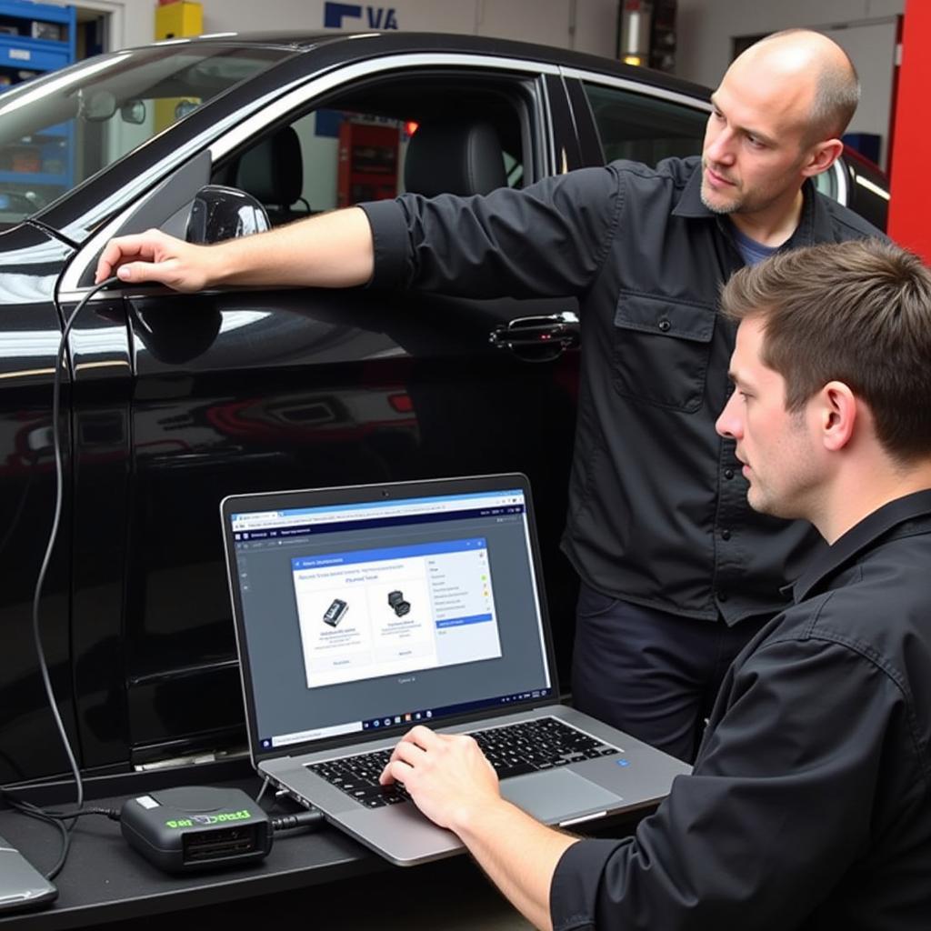 Mechanic Using VCDS 19.6 Cable on a Car