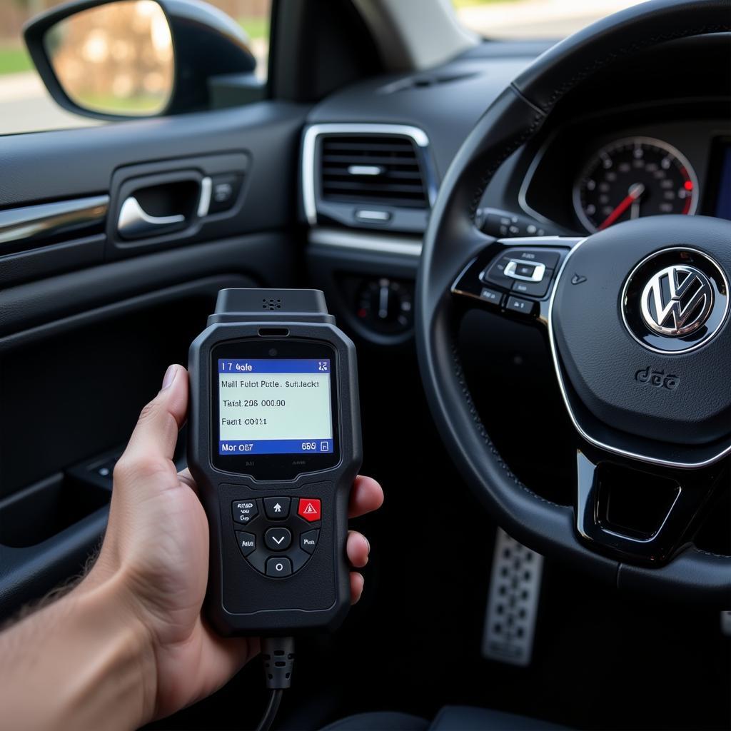 OBD-II Scanner Connected to a Car's Diagnostic Port