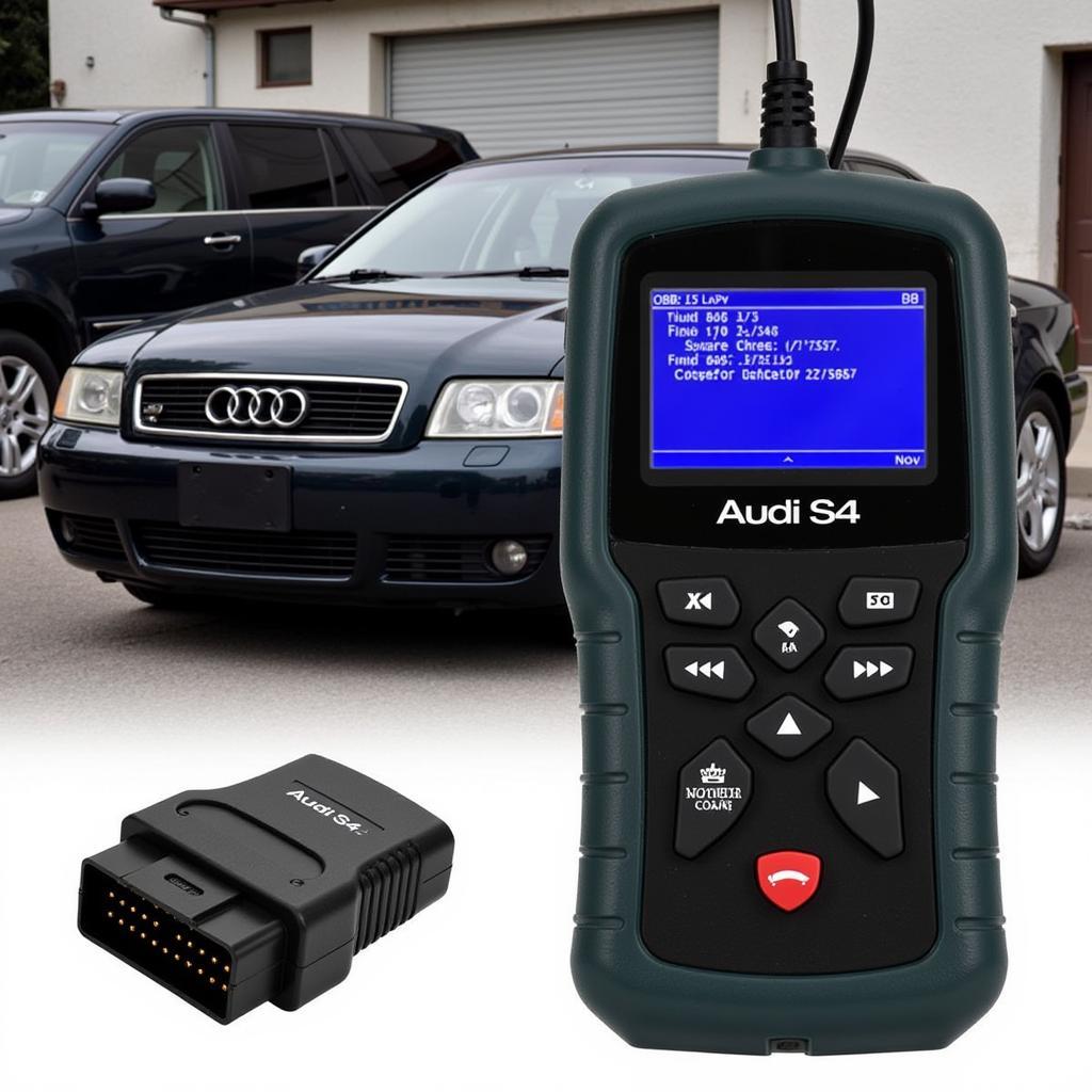 OBD-II Scanner Displaying Engine Code on a 2001 Audi S4