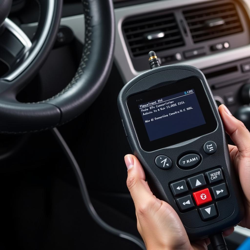 Mechanic Using OBD-II Scanner on a 2006 Audi A4