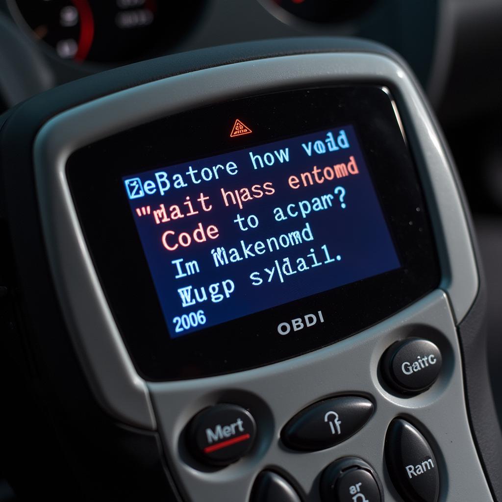 OBD-II Scanner Displaying 2006 Audi A4 Codes