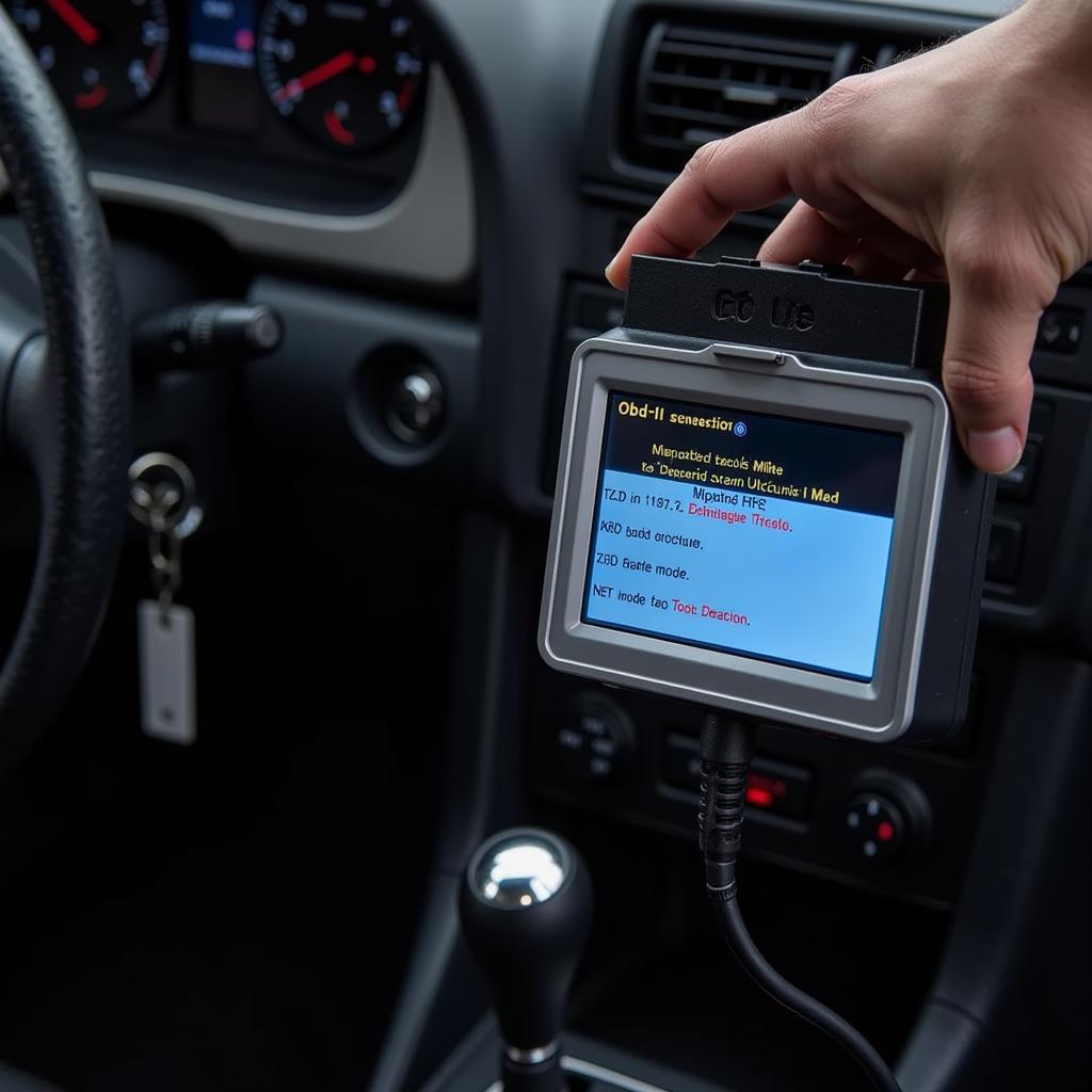 OBD-II Scanner Reading Diagnostic Trouble Codes on a 2001 Audi A4