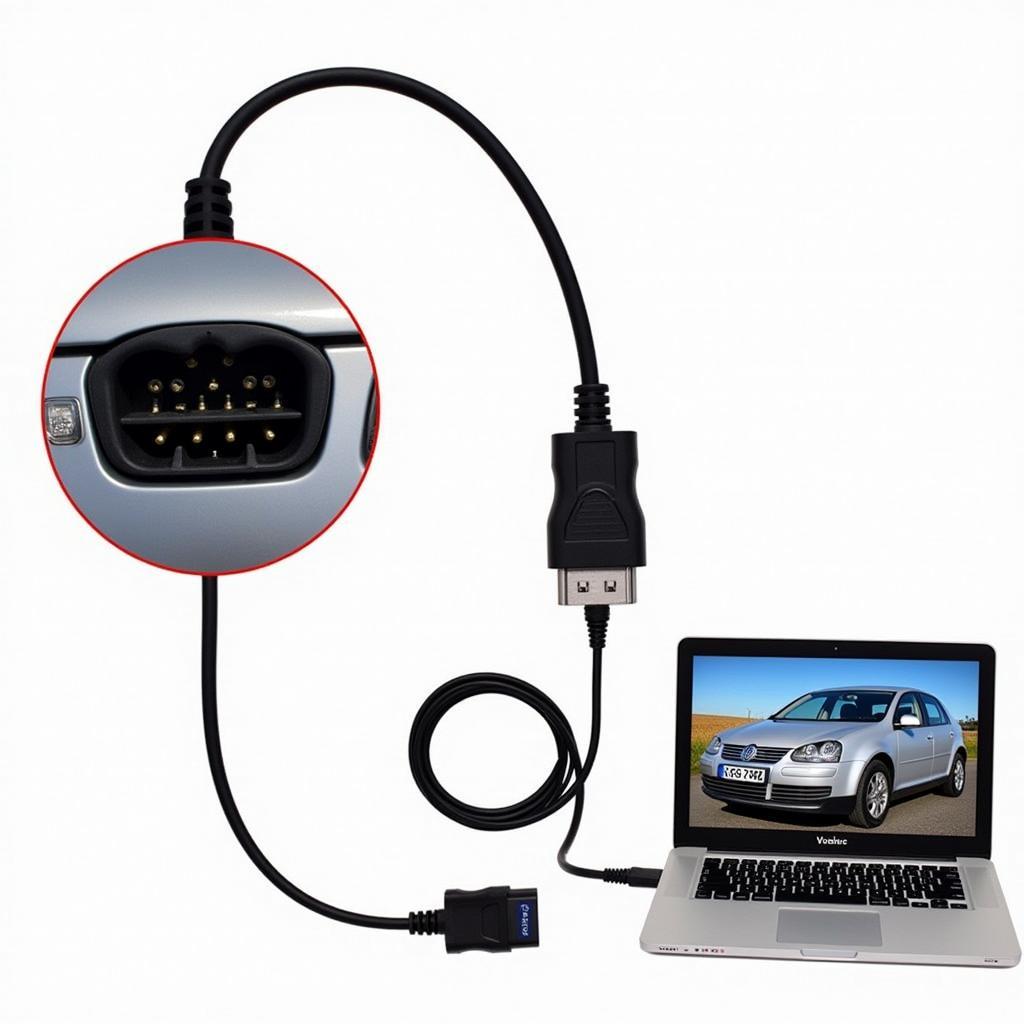 VCDS 12.12 Cable Connected to Car OBD-II Port