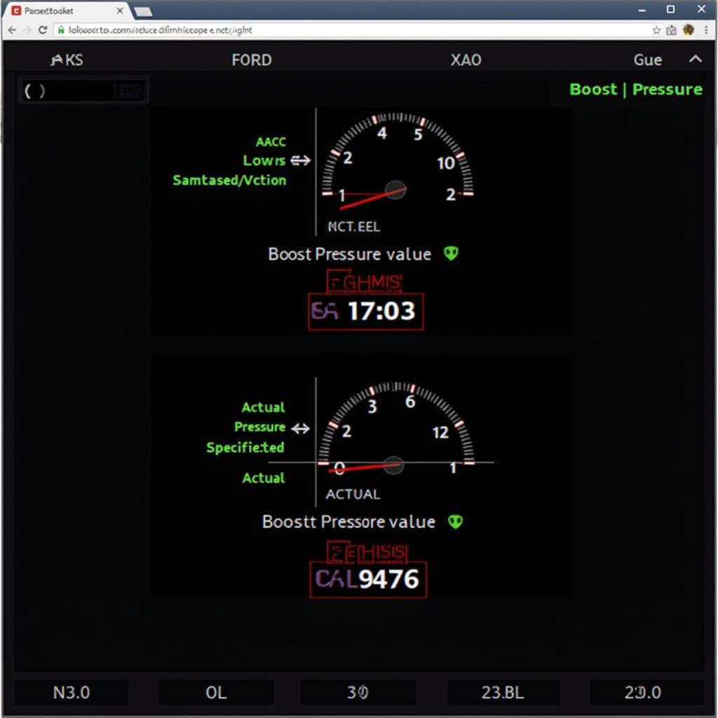 VCDS boost pressure gauge displaying actual and specified values