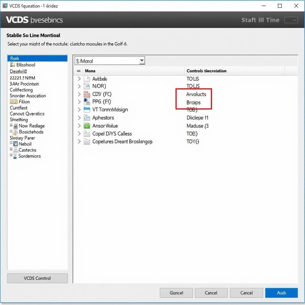 VCDS Golf 6 Module Selection