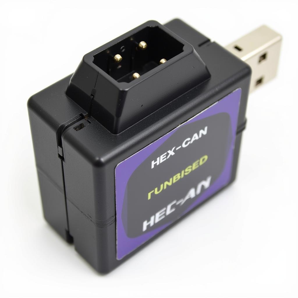 Close-up of a VCDS HEX CAN USB refurbished interface