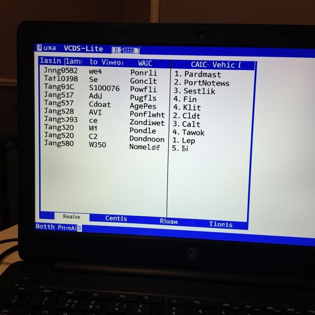 VCDS-Lite Diagnostic Screen on a Laptop