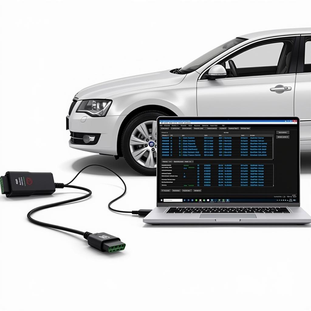 VCDS Diagnostic Cable Connected to Skoda Superb