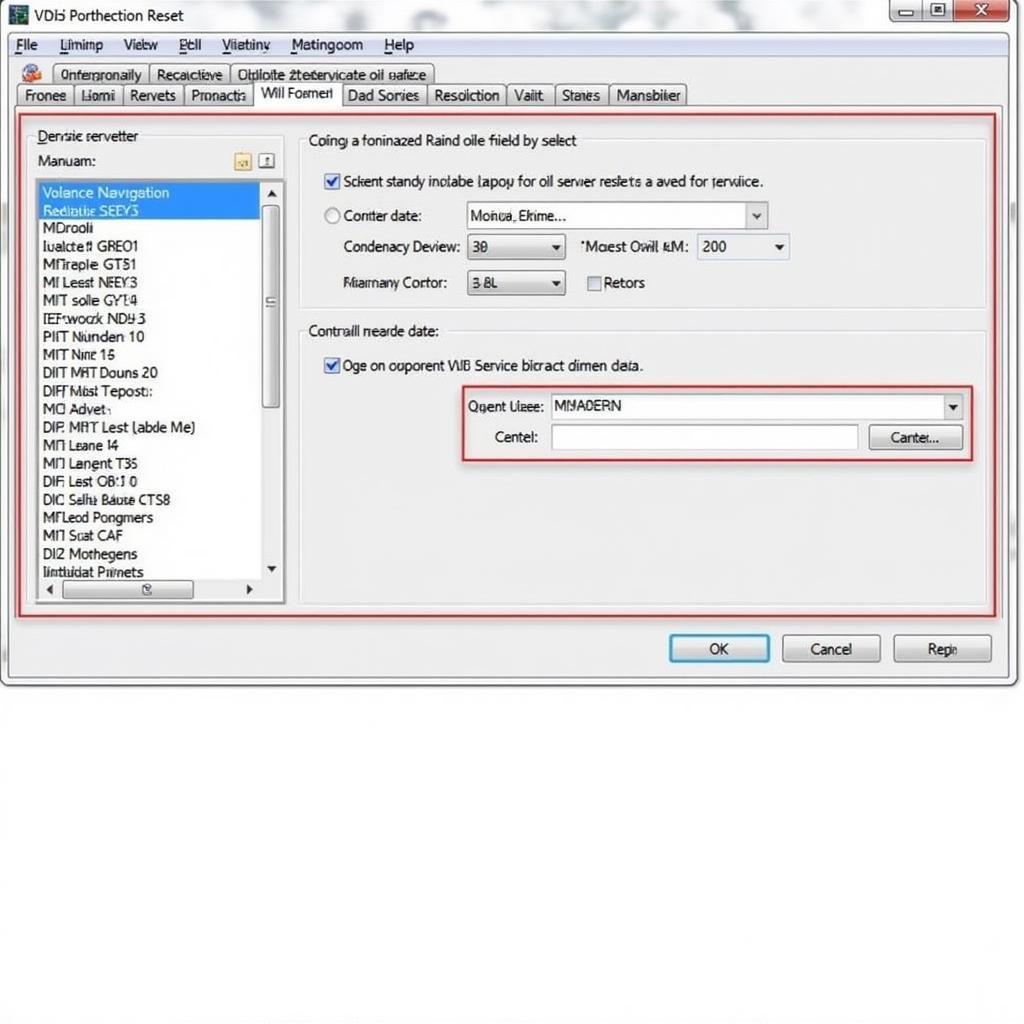 VCDS Software Interface for Oil Reset