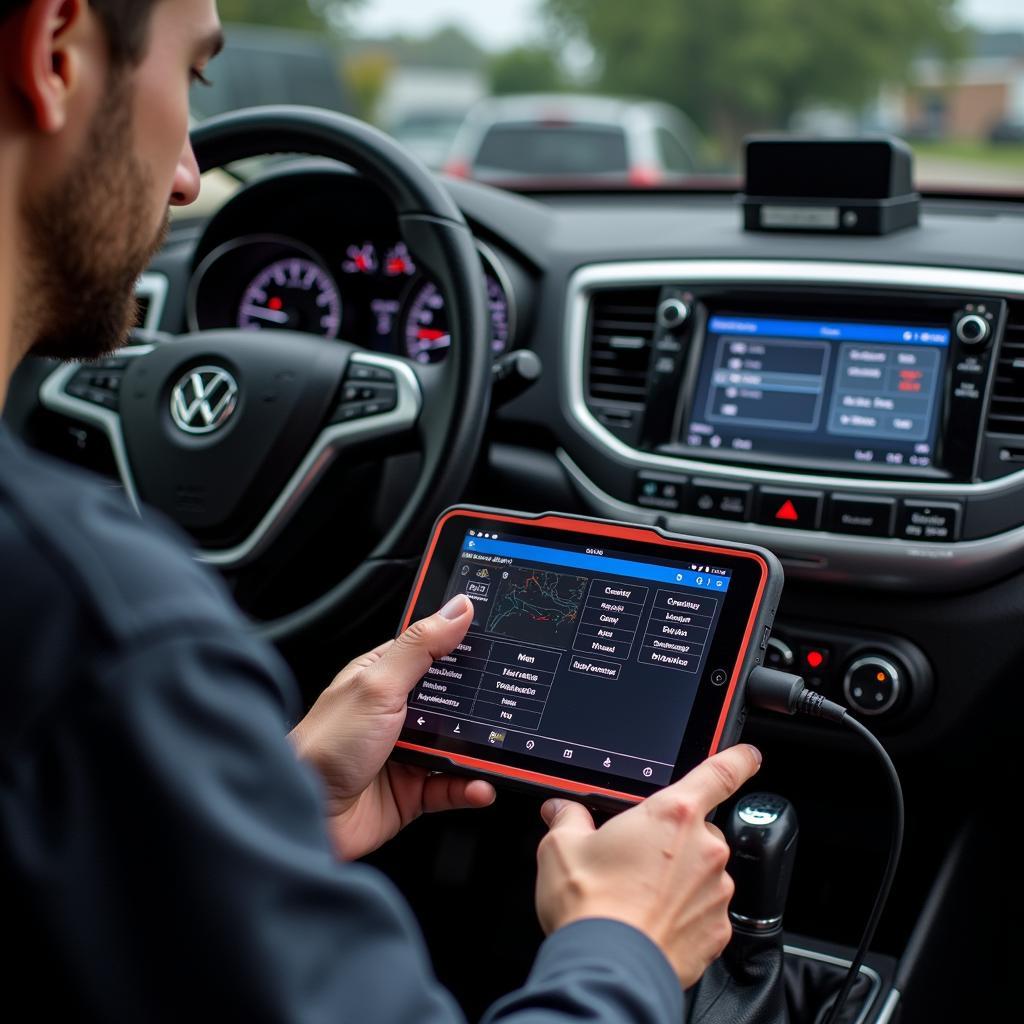 VCDS Running on a Tablet during Car Diagnostics