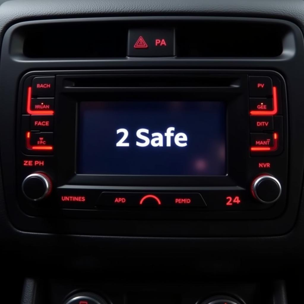 VW Caddy radio displaying the 2 Safe error message