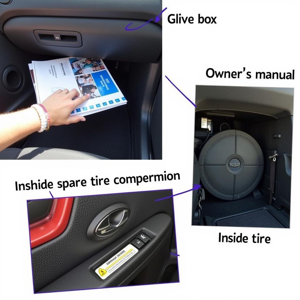 Common locations for VW Caddy radio code stickers