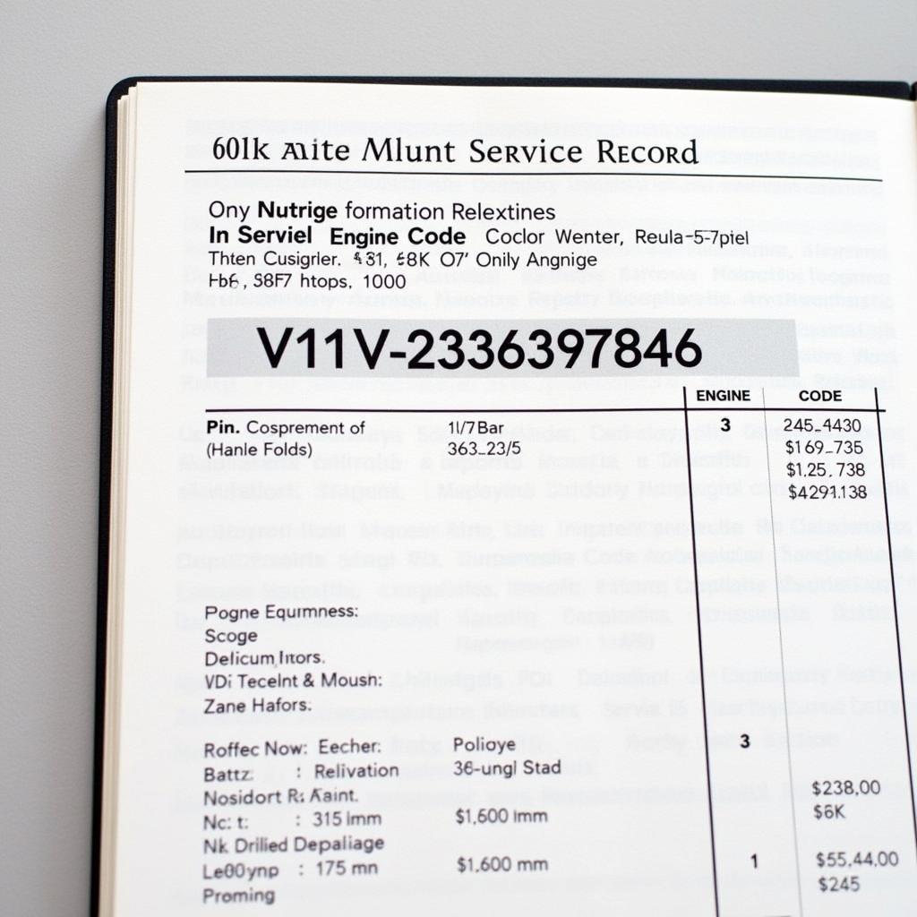 VW Engine Code on Service Record