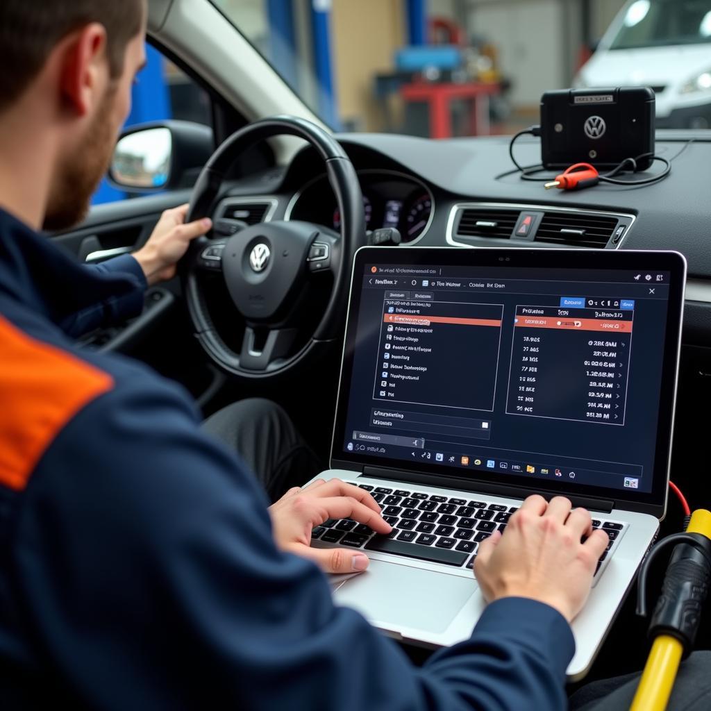 VW Passat B5 VCDS Diagnostic Scan in Progress