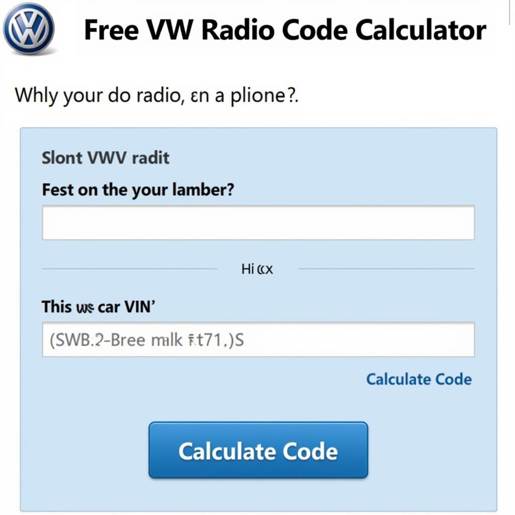 VW Radio Code Calculator Online