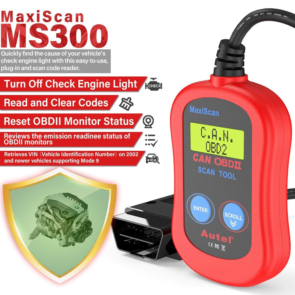 Autel MaxiScan MS300 OBDII code reader for reading diagnostic trouble codes