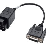 Actron CP9129 Chrysler Adapter Cable connecting to a scan tool and an OBD1 port