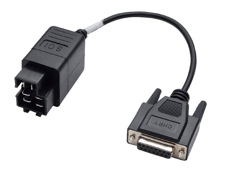 Actron CP9129 Chrysler Adapter Cable connecting to a scan tool and an OBD1 port