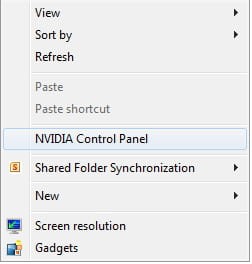 Access NVIDIA Control Panel by right-clicking on the desktop