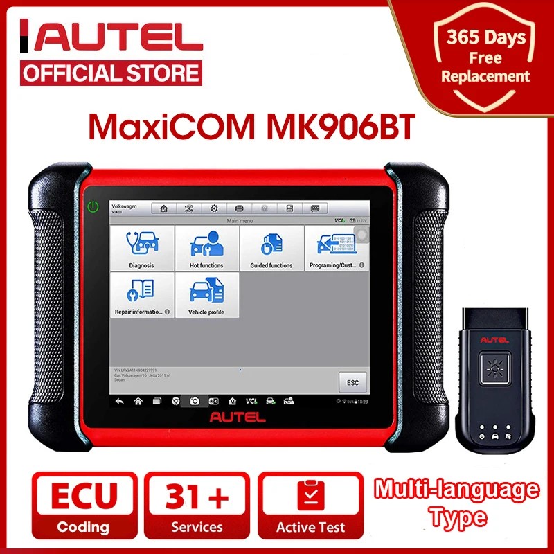 Autel MaxiCOM MK906BT OBD2 Scanner Professional Car Diagnostic Tools Wireless Bluetooth Professional ECU Coding 31 Reset from AliExpress