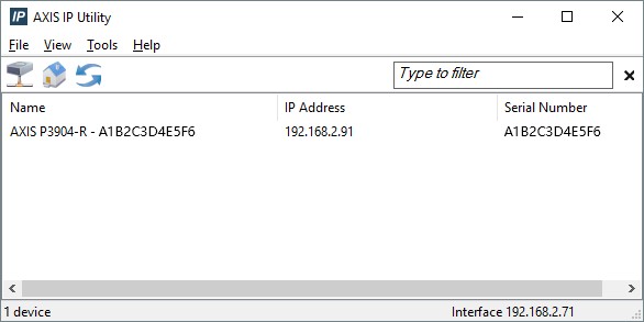 Axis IP Utility for discovering Axis cameras